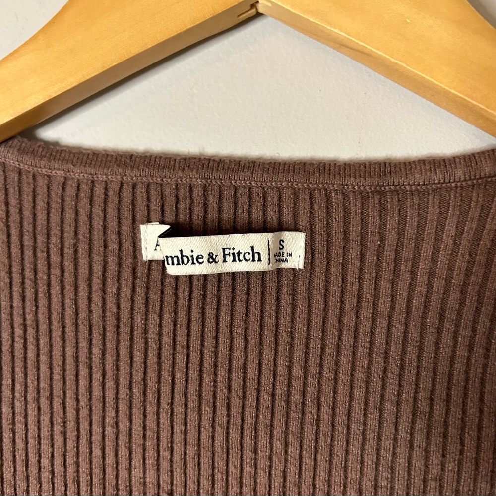 Abercrombie & Fitch Chocolate Brown Ribbed Long Sleeve Bodysuit - Picture 5 of 5